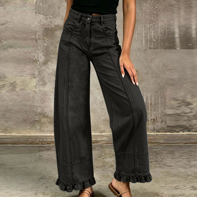 New Stylish Casual Loose-fit Wide-leg Denim Pants For Women