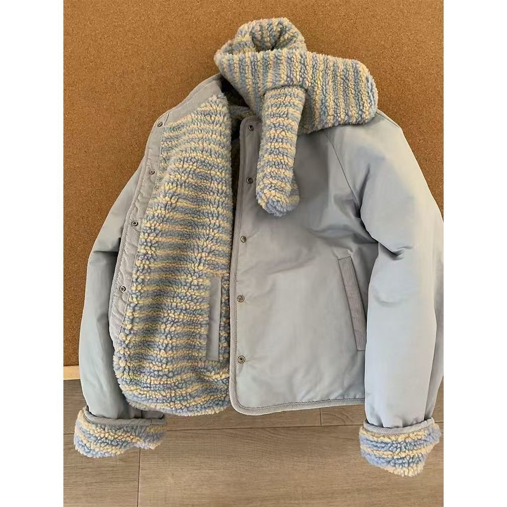 Korean-style Scarf-collar Cotton-padded Coat Warm And Loose-fitting Outerwear
