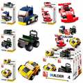 Builder Cars Building Brick Set — 8 Mini Vehicle Kits