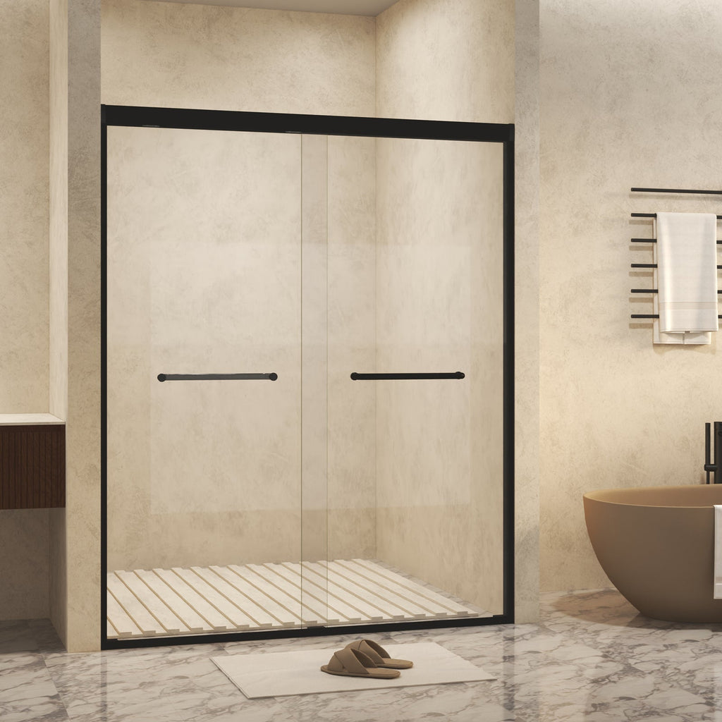 Matte Black Double Sliding Shower Door - 56-60" x 72"