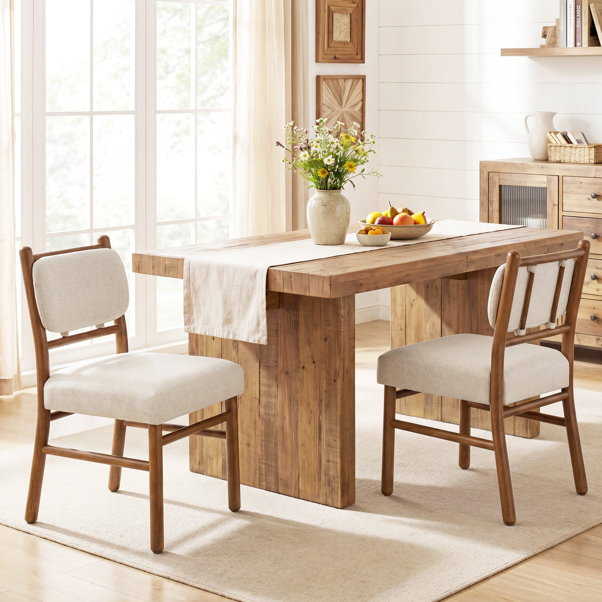 Fabric Upholstered Dining Chairs, Set of 2