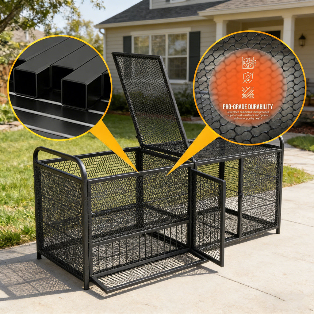 63" Chicken Cage Metal Poultry Breeding Coop