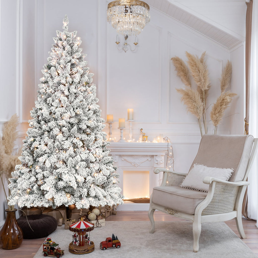 7.5FT Flocked Christmas Tree with 550 UL Lights