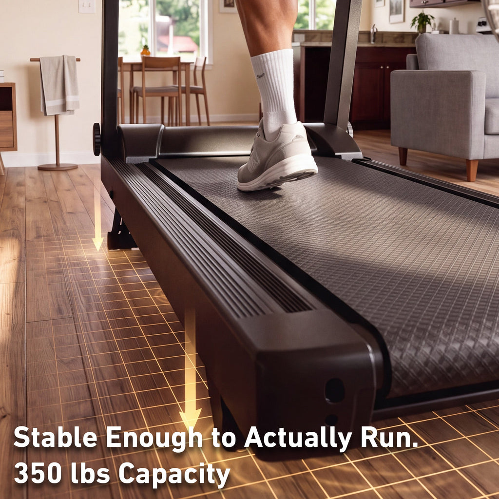 DeerRun All-New 2026 A1 Pro Move+ Smart Foldable Treadmill with 6% Incline & NFC | 350 lbs, 10 mph, Black