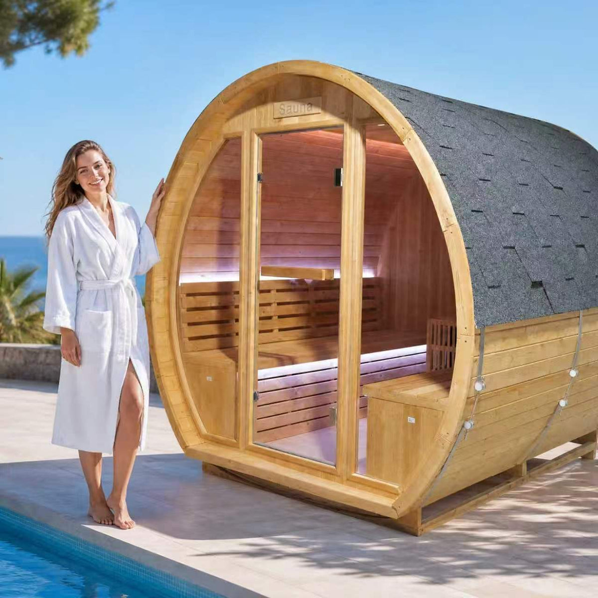 9000W 240V Finnish Carbonized Spruce 4-6 Person Outdoor Sauna Room