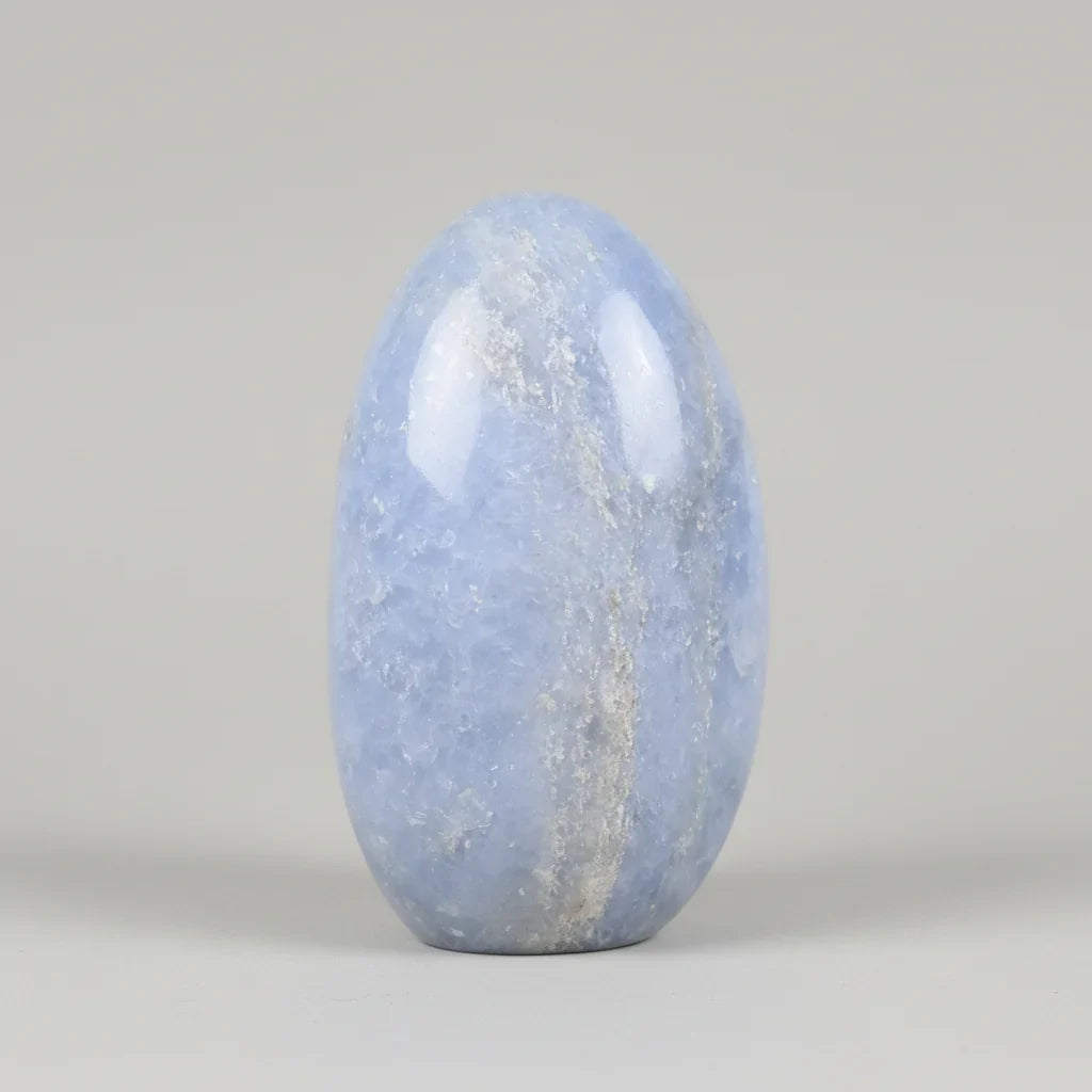Polished Stone Decorative Egg-Shaped Blue Lace