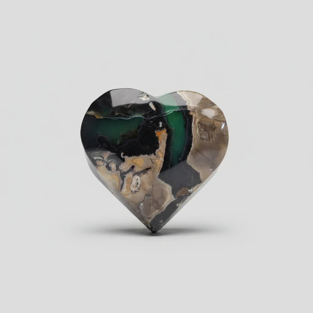 Heart Shaped Volcanic Polished Stone Natural Crystal Mineral Specimen