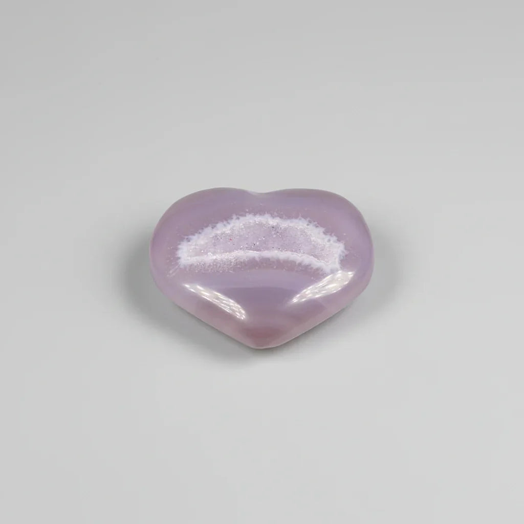 Heart Shaped Polished Stone Light Grey Crystal Cluster