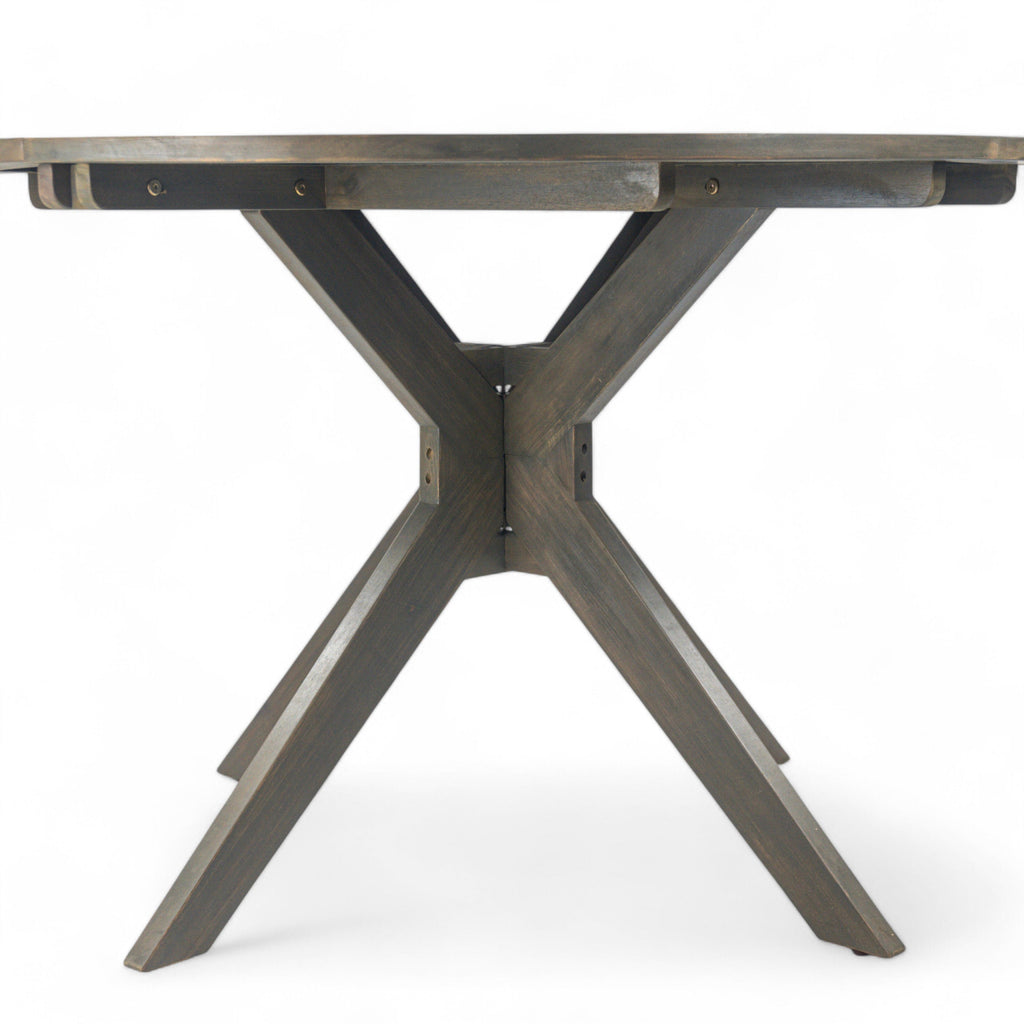 Stanford Outdoor Round Acacia Wood Dining Table with X Base