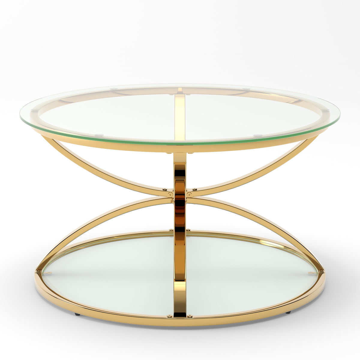 31.50'' Modern Glass Coffee Table with 2 Tiers