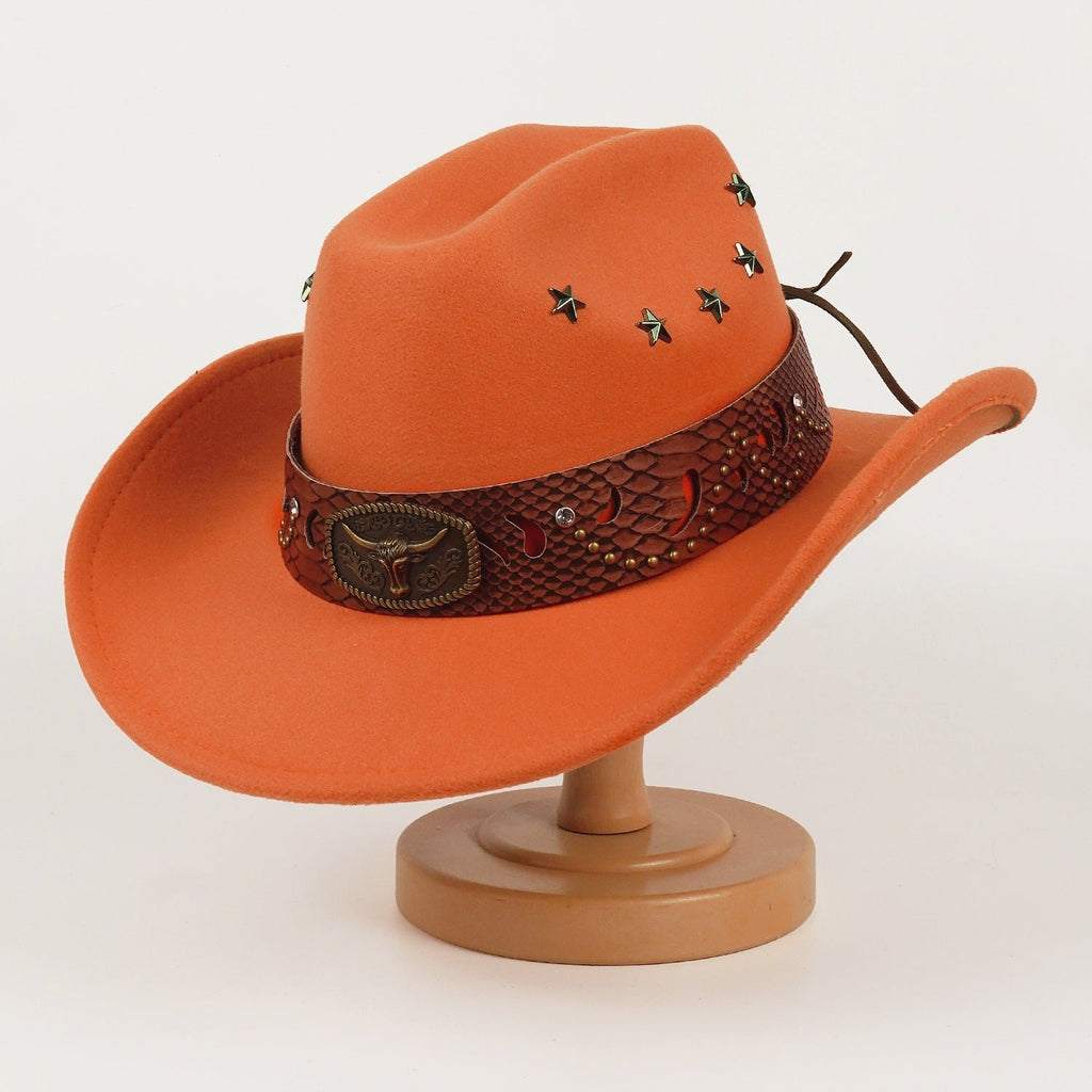 Best-selling European And American style Star studded Leather Jazz Cap