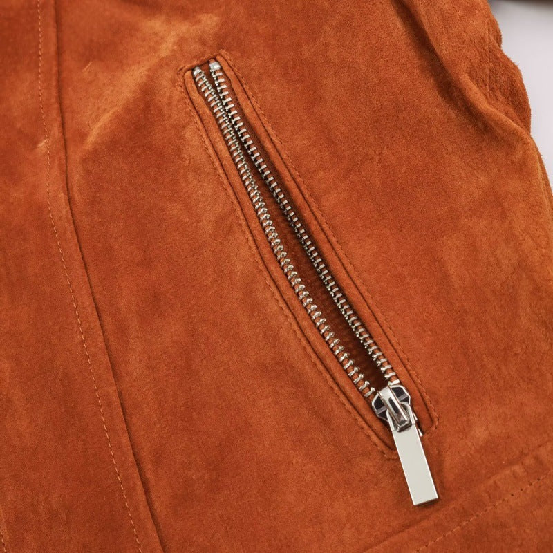 Vintage Leather Stand-collar Flight Jacket