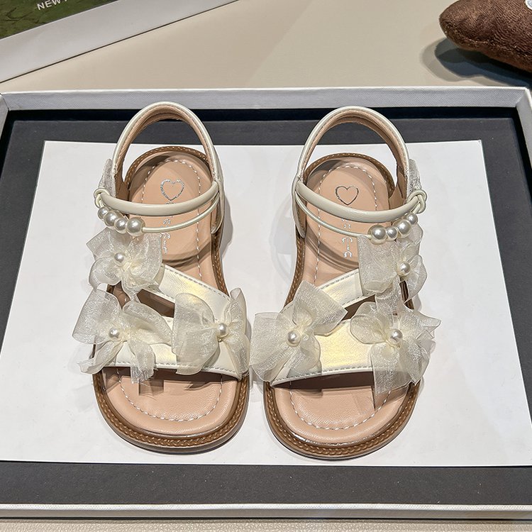 Fairy Style Girls' Baby Princess Sandals, Bow Shaped Children's Roman Shoes, Summer New Style Girls' Beach Shoes