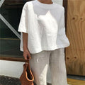 Solid Color Loose Round-neck Women's Shirt, European Style, Casual Style, Short Sleeve, Solid Color
