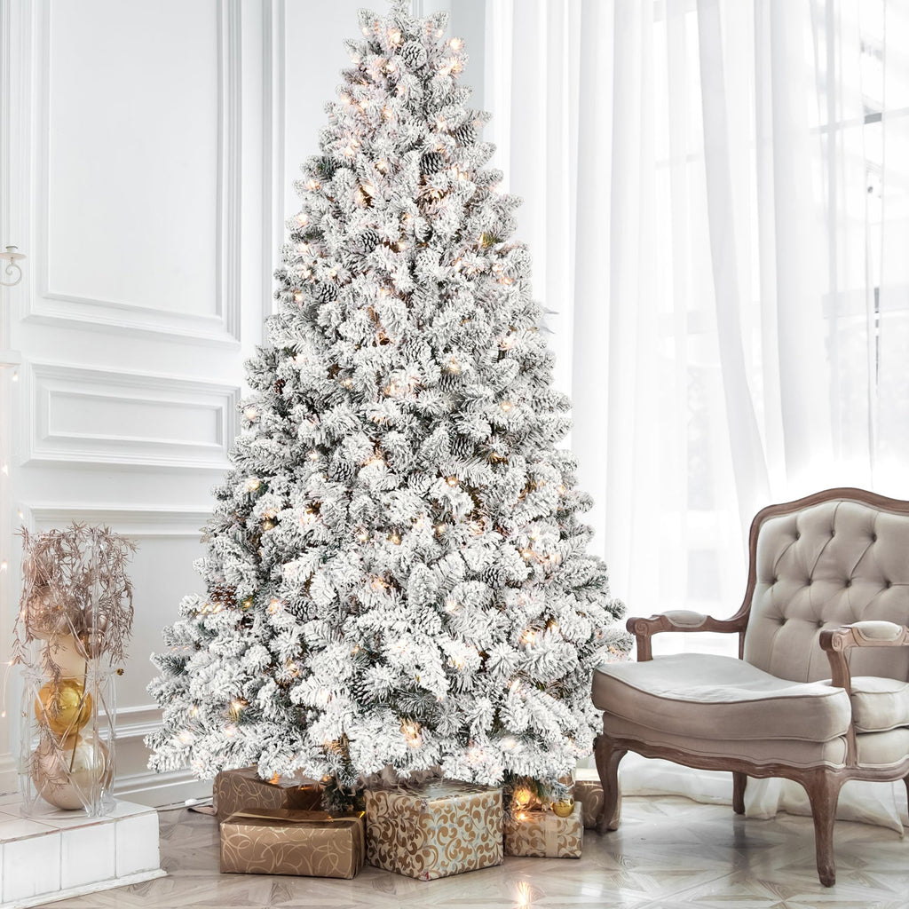 7.5FT Flocked Christmas Tree with 550 UL Lights