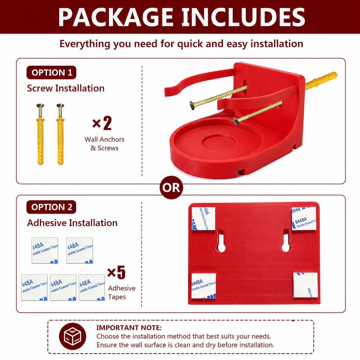 Durable ABS Red Choking Rescue Device Wall Mount Bracket Airway Clearance Tool Storage Holder Single Tier Plastic