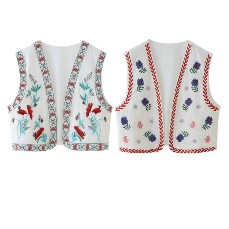 Retro Style Embroidered Vest Top