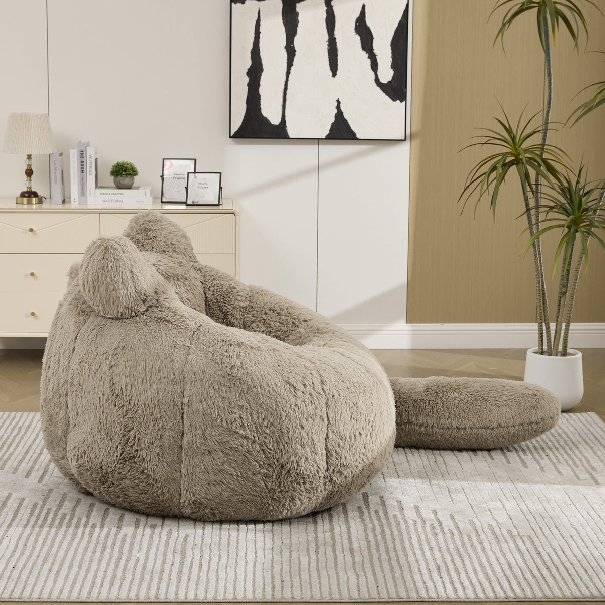 41.7'' W Faux Fur Cat Shaped Bean Bag Chair