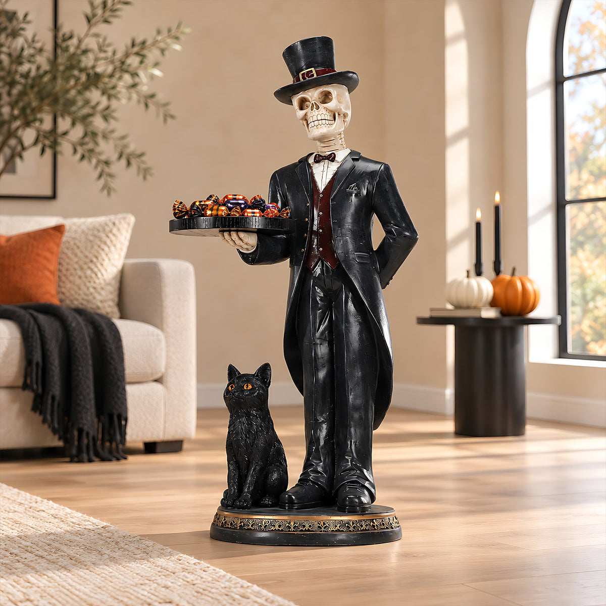 Halloween Skeleton Butler Floor Statue
