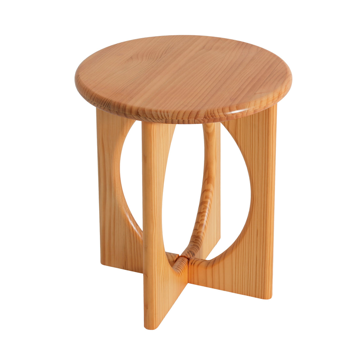Natural Pine Wood Round End Table