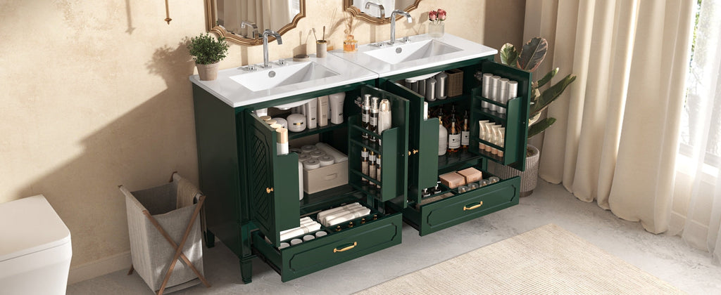 60" Bathroom Vanity with Double Sink Combo Set