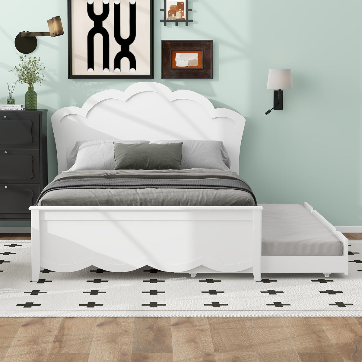 Full Size Wood Platform Bed with Underneath Storage and 2 Drawers
