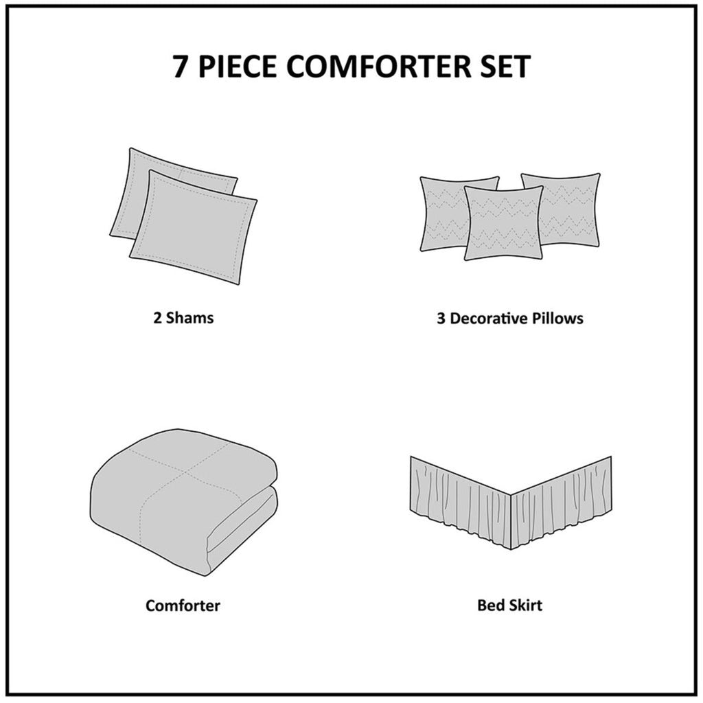 7 Piece Jacquard Comforter Set