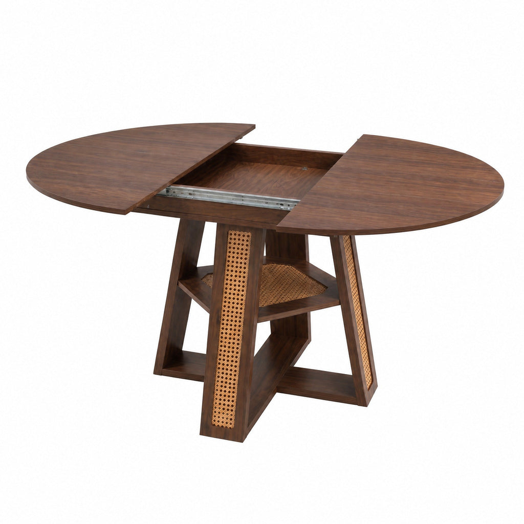 43.3"-59.05" Extendable Round Dining Table for 4-6