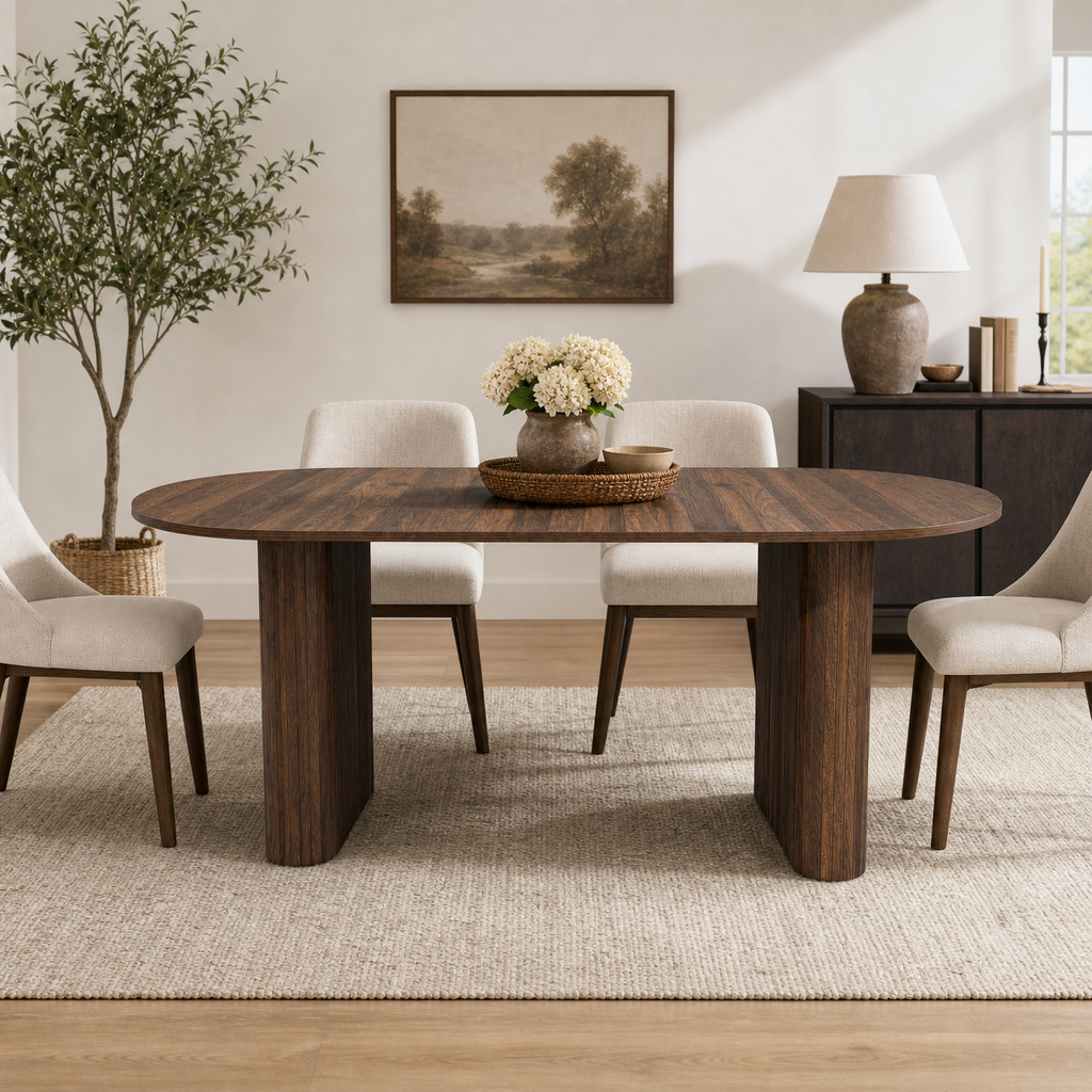 70.8" Oval Kitchen Dining Table in Walnut