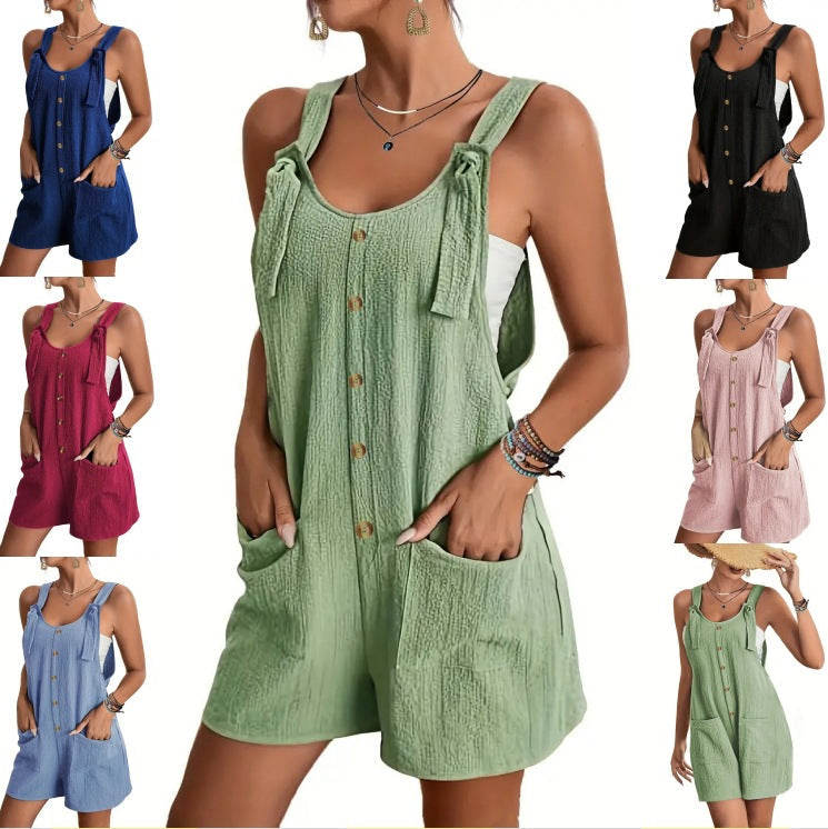 Casual And Stylish Strap Shorts Jumpsuit