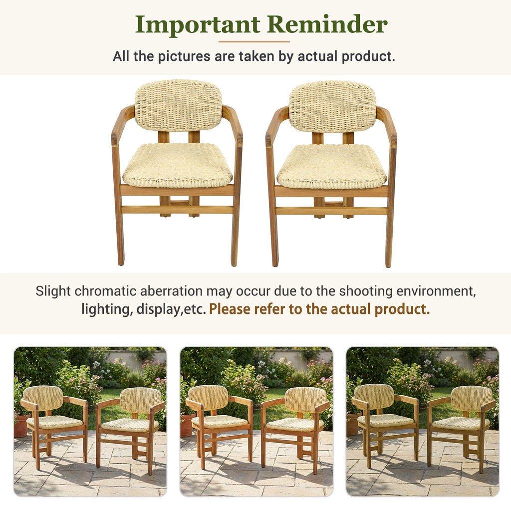Outdoor Woven Rattan Chair Set - Two Accent Chairs