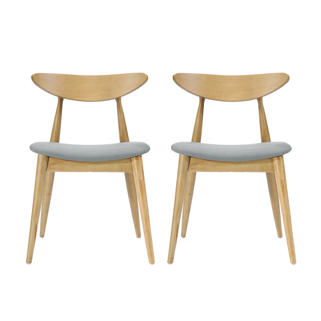 Set of 2 Retro Rubberwood Chairs with Ergonomic Back & Plush Cushions