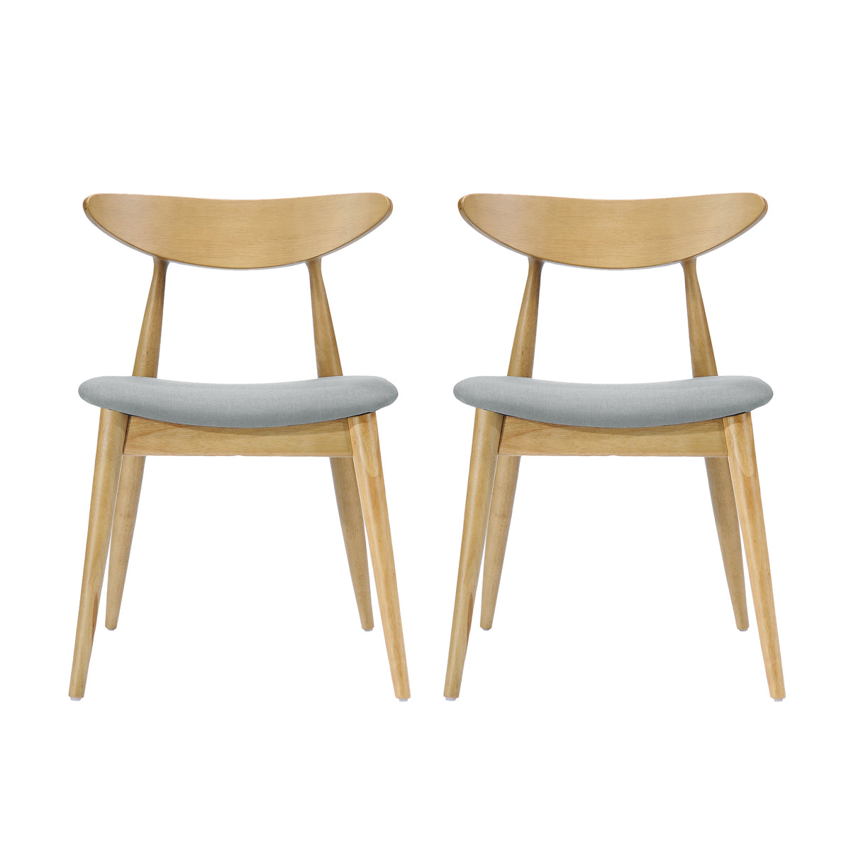 Set of 2 Retro Rubberwood Chairs with Ergonomic Back & Plush Cushions