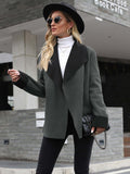 Notch-lapel Contrast-color Long-sleeve Wool Blazer