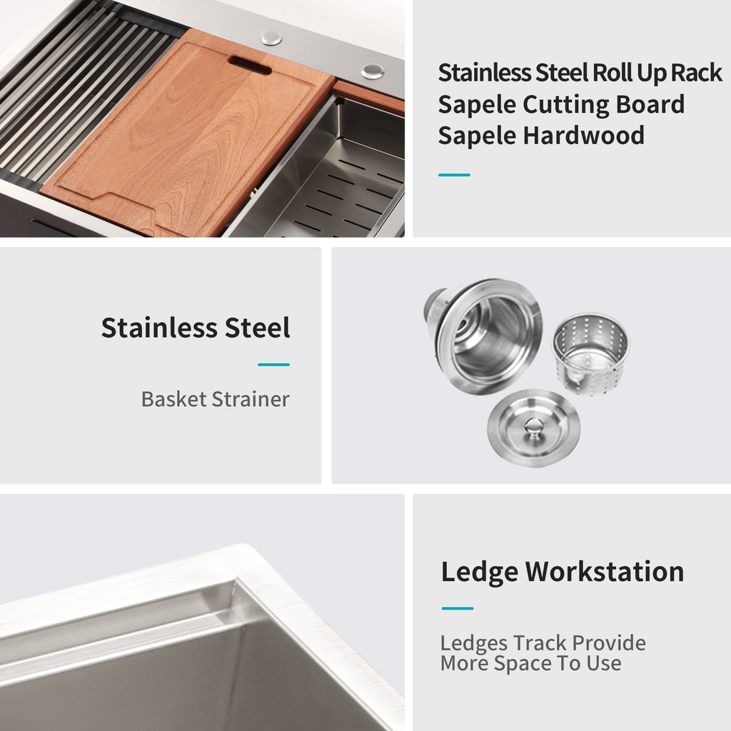 30 Drop Kitchen Sink - 30 x 22 x 10 Inch Kitchen Sink