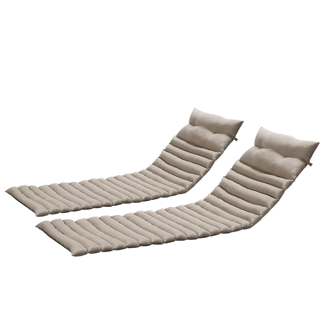 Khaki 2PCS Set Outdoor Lounge Chair Cushion Replacement