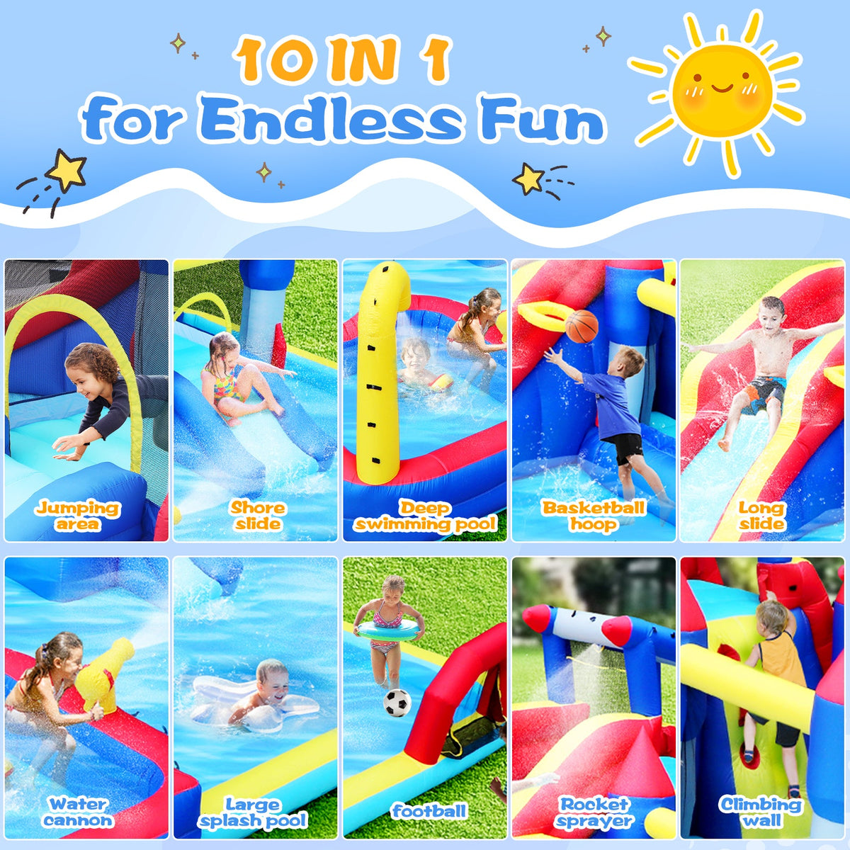 10 in1 Inflatable Slide Water Park and Bouncing House