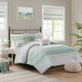 Full/Queen 5 Piece Seersucker Comforter Set with Throw Pillows