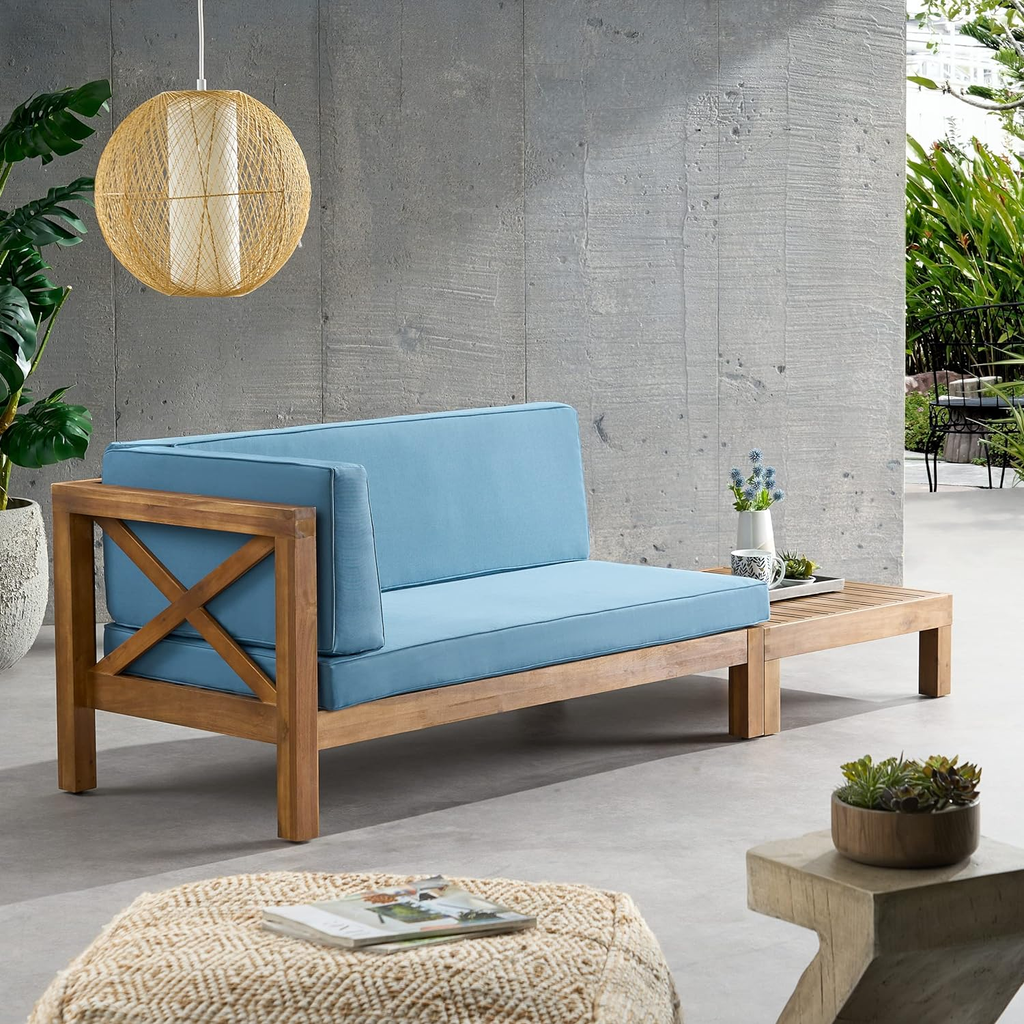 Brava X-Back Corner Bench-L with Coffee Table