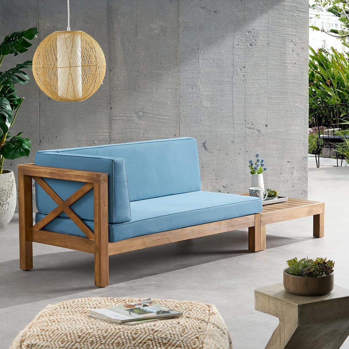 Brava X-Back Corner Bench-L with Coffee Table