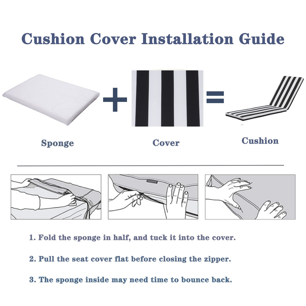 Outdoor Lounge Chair Cushion Replacement - Black/White Stripe