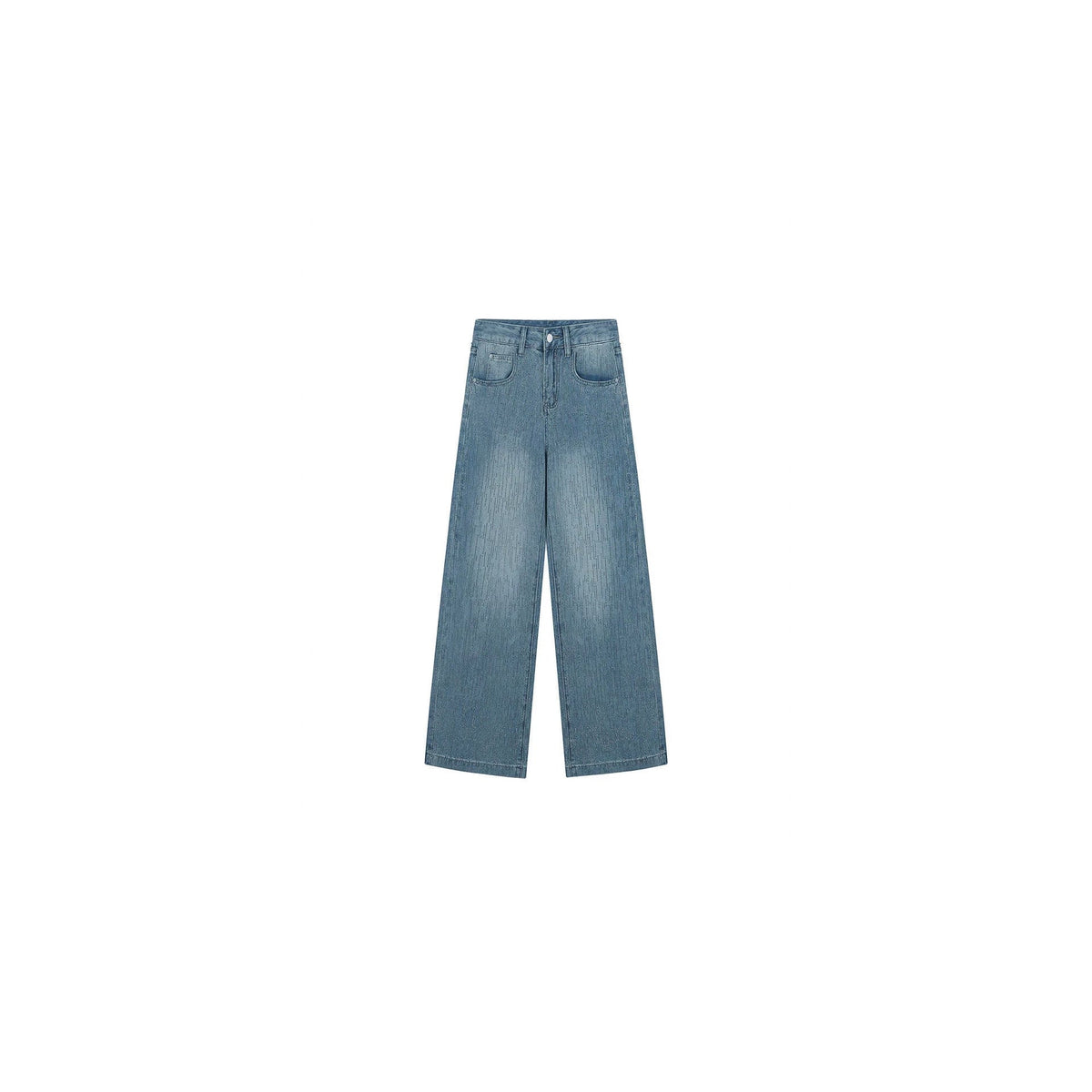 Womens Fashionable Rhinestone-Embellished Loose-Fit Straight-Leg Jeans