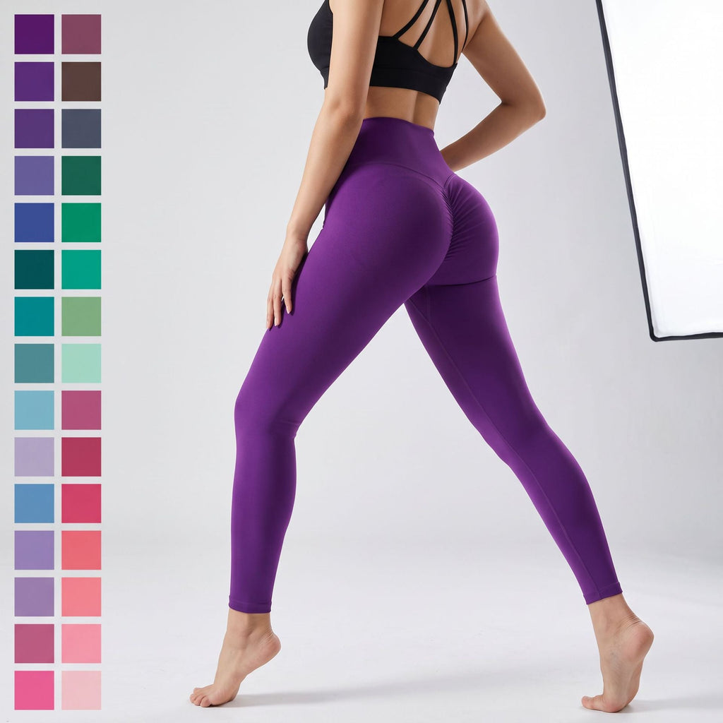 Seamless Womens High-Waisted Tummy-Control And Buttock-Lifting Peach Pants For Fitness
