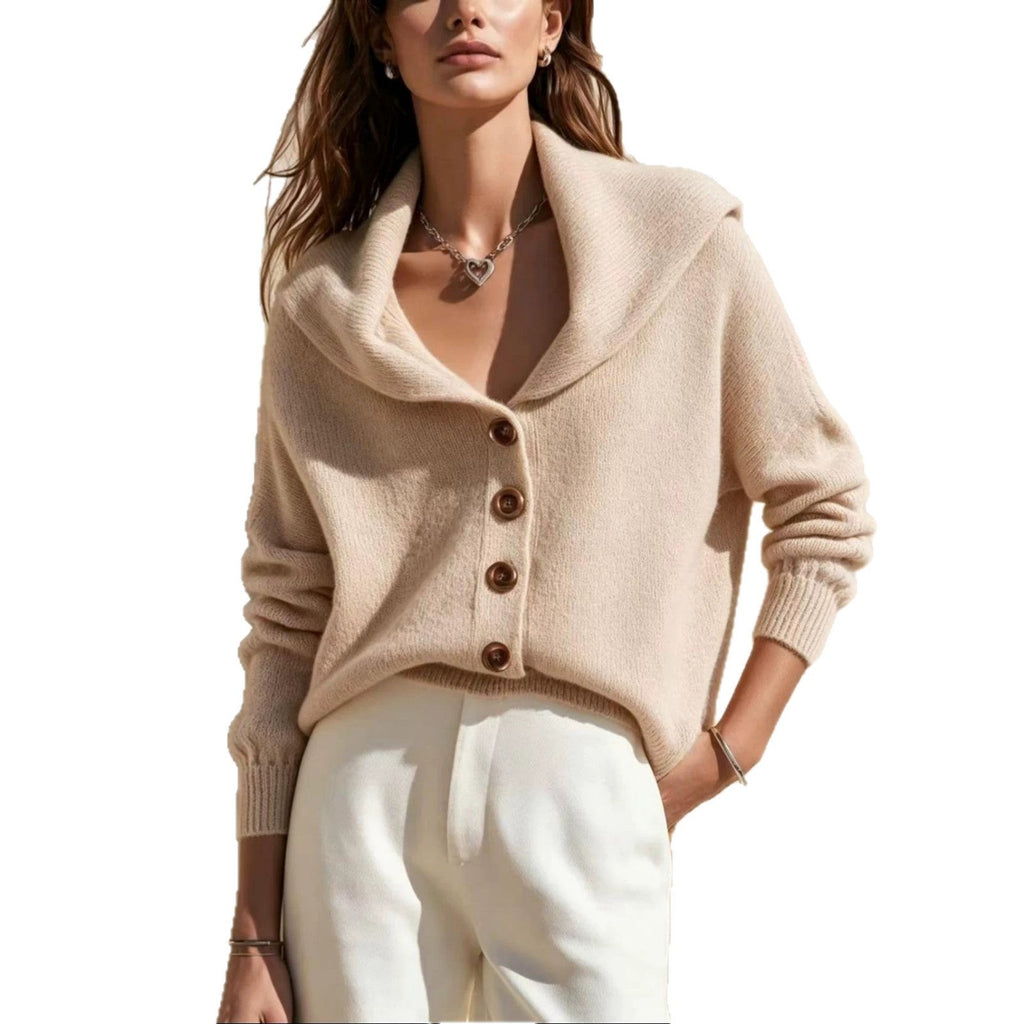 Womens New Shawl-collar Button-front Knitted Cardigan Sweater