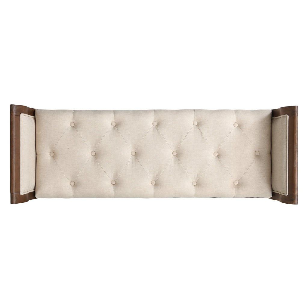 Classic Tufted Upholstered Bench with Curved Arms