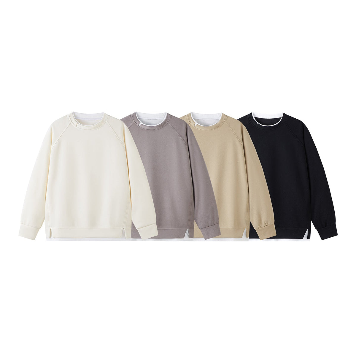 Womens Spliced Crew-neck Pullover Top