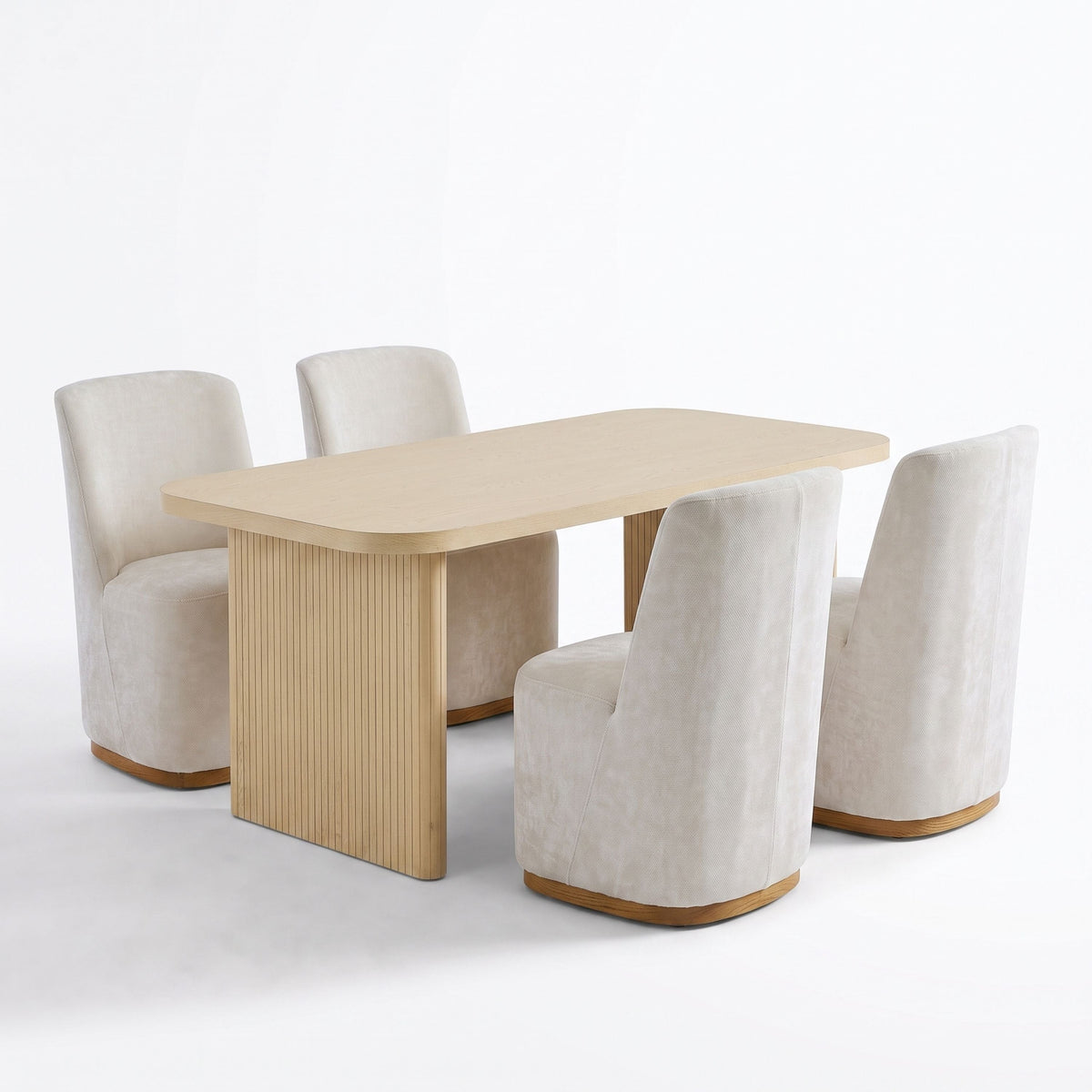 68.75" Wood Dining Table Set with 4