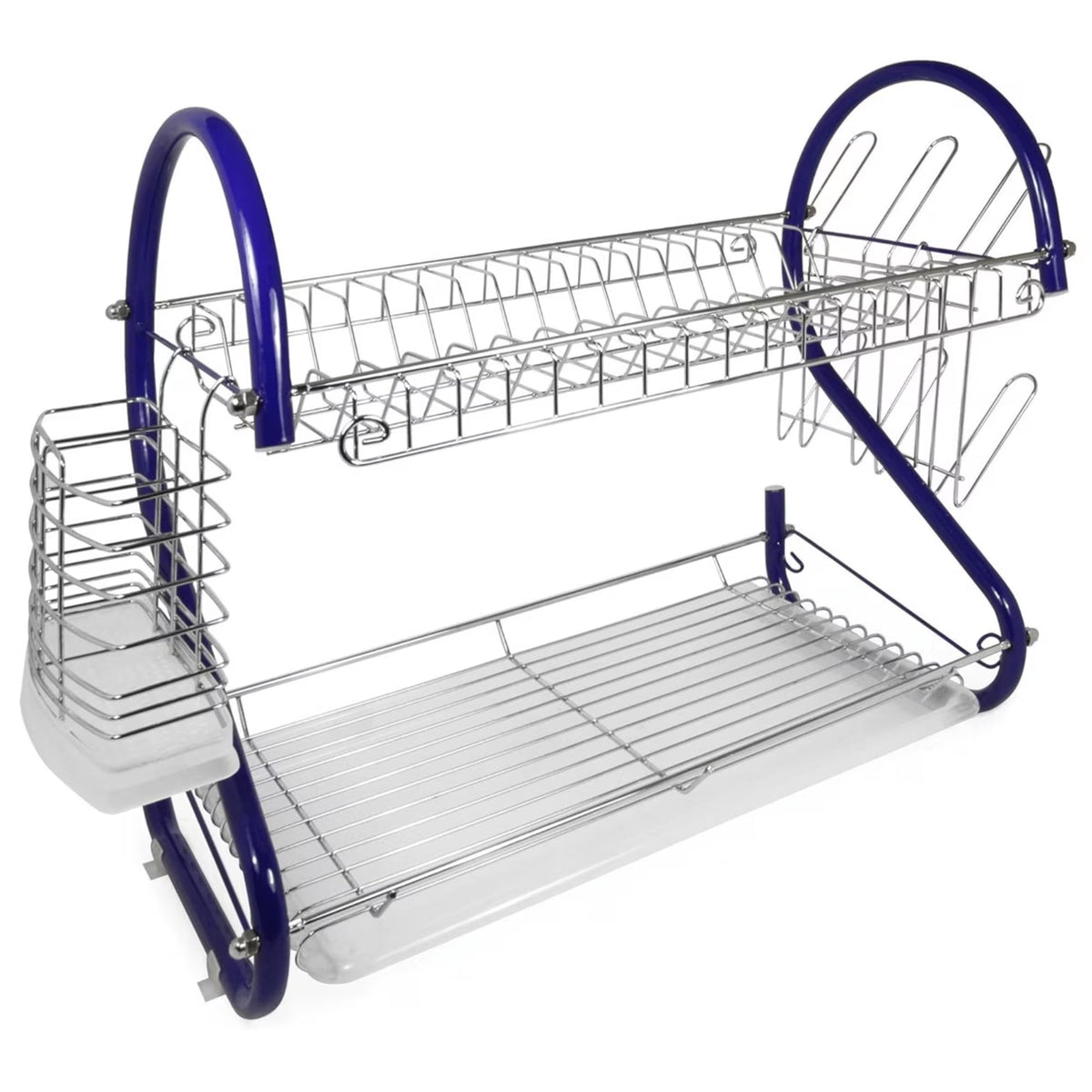 Better Chef 22" Chrome Plated Dish Rack - S-Shape - Blue - DR-226B