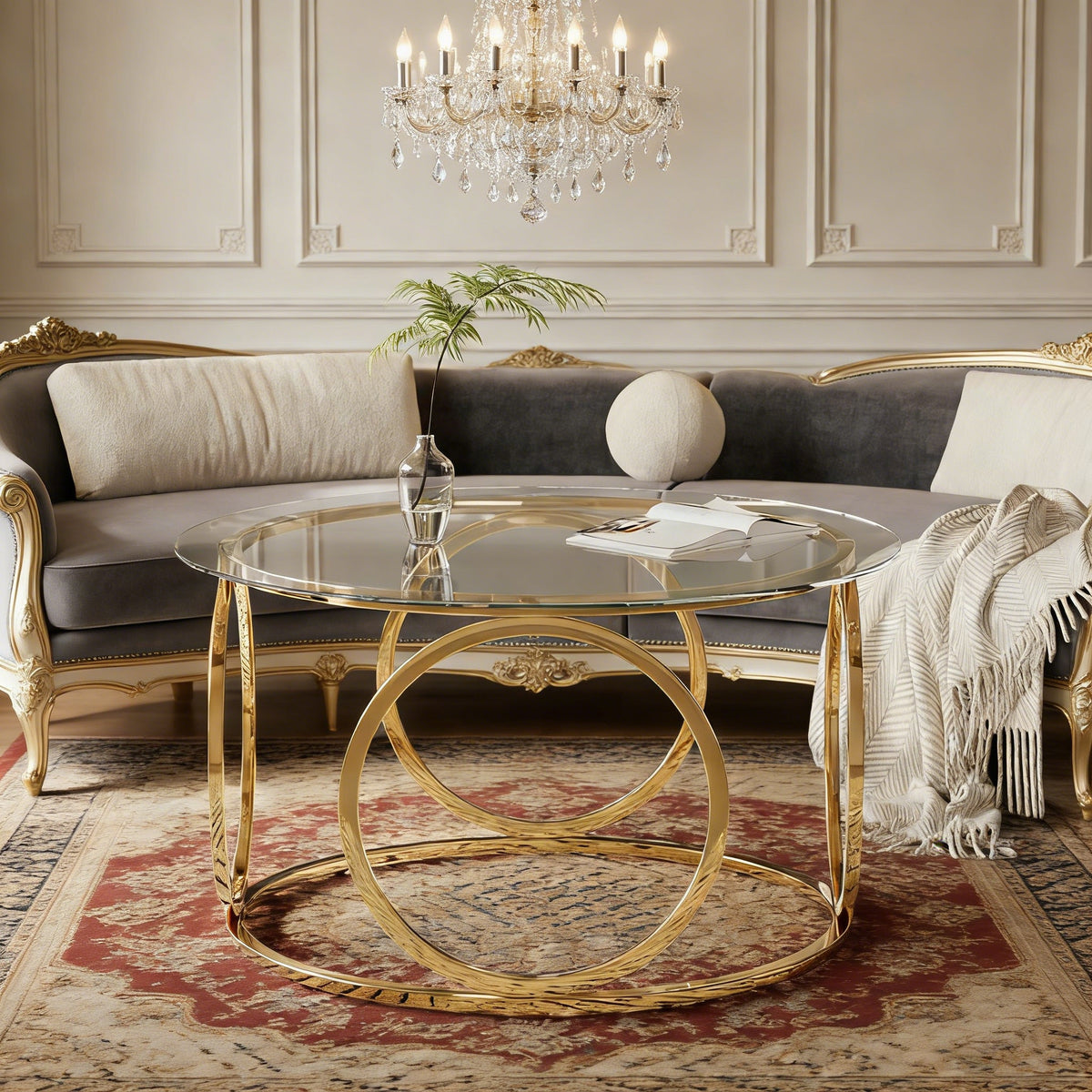 31.5" Modern Round Glass Top Coffee Table