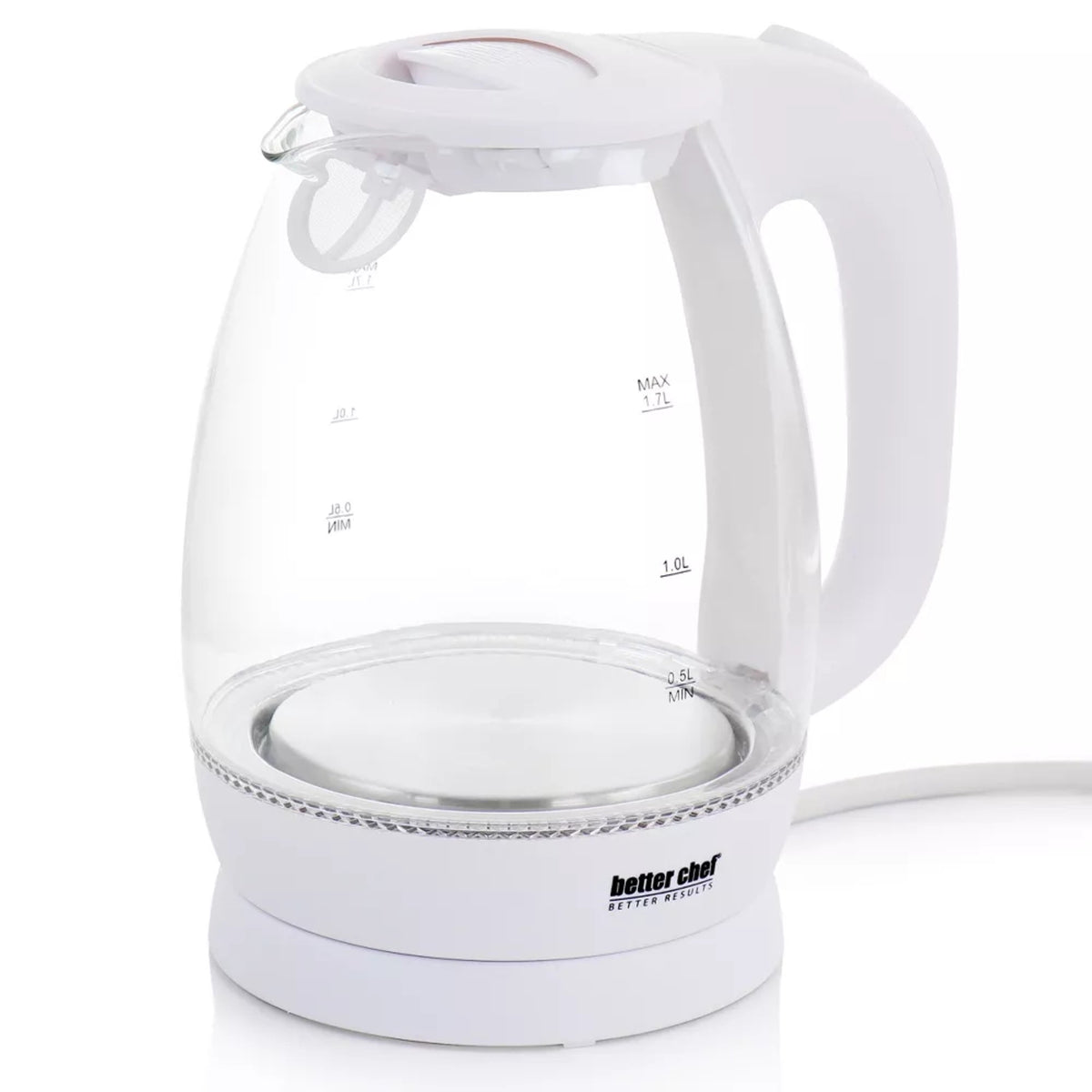Better Chef 360 Degree Glass Cordless Electric Kettle - White - IM-175W